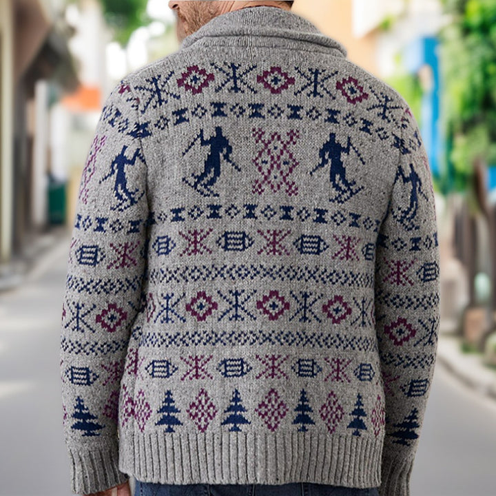 Herren Strickjacke mit exklusivem Norweger-Muster und praktischen Taschen Drune