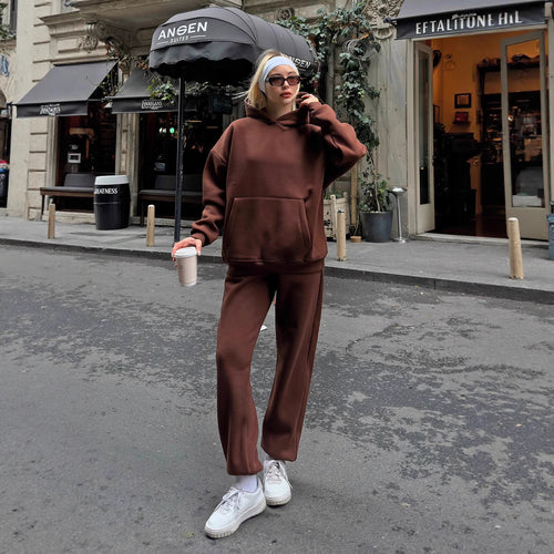 Damen lässiges und übergroßes Kapuzen-Set Drune