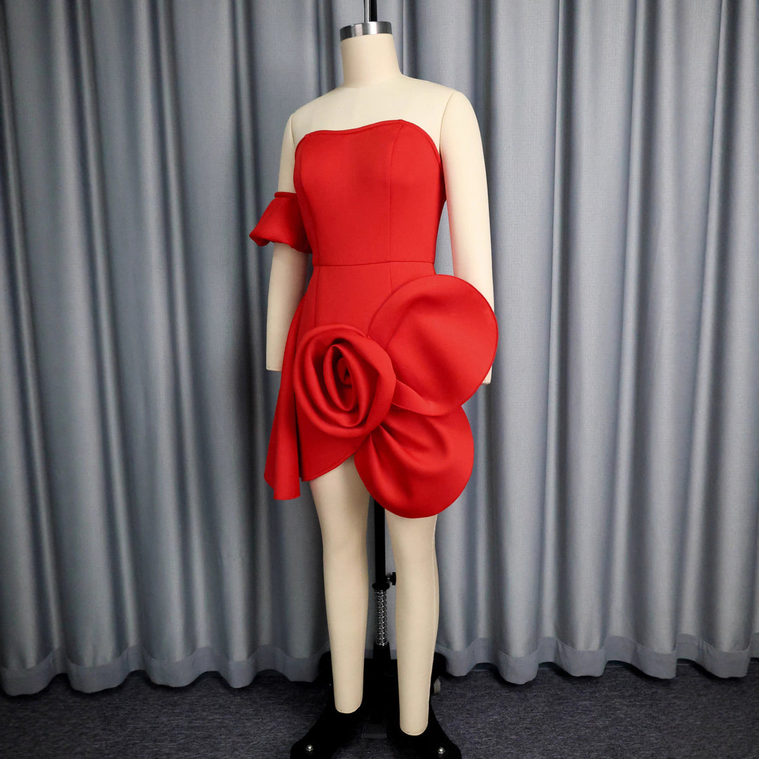 Damen Cocktailkleid mit voluminösem Blumendetail Drune