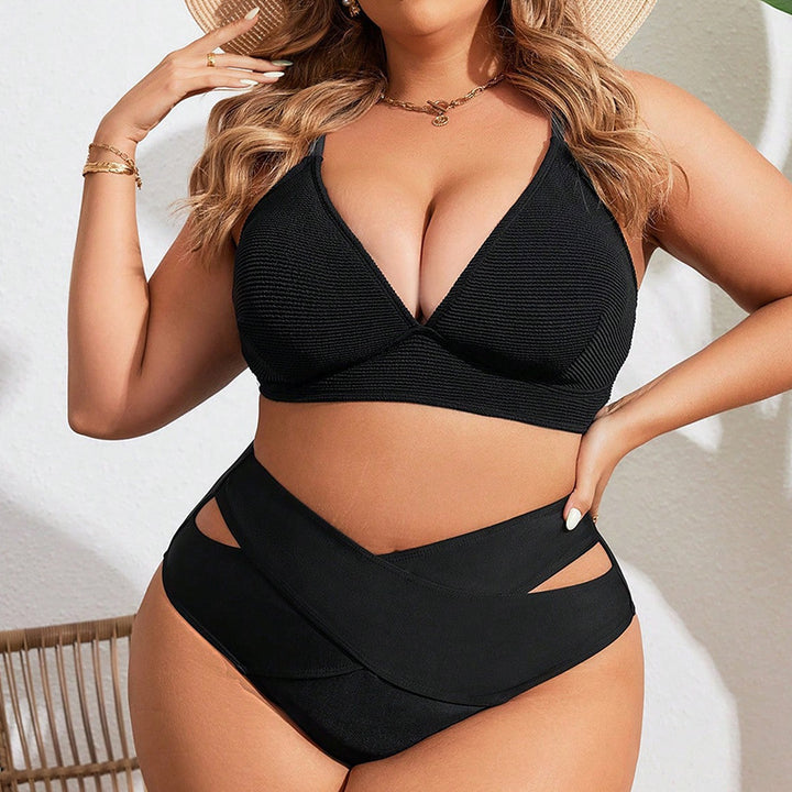 Damen Hochgeschnittene Bikinihose mit gekreuztem Design Drune