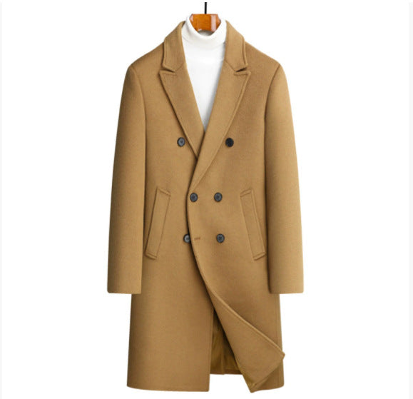 Herren eleganter Wollmantel mit doppelter Knopfleiste und dekorativem Revers Drune