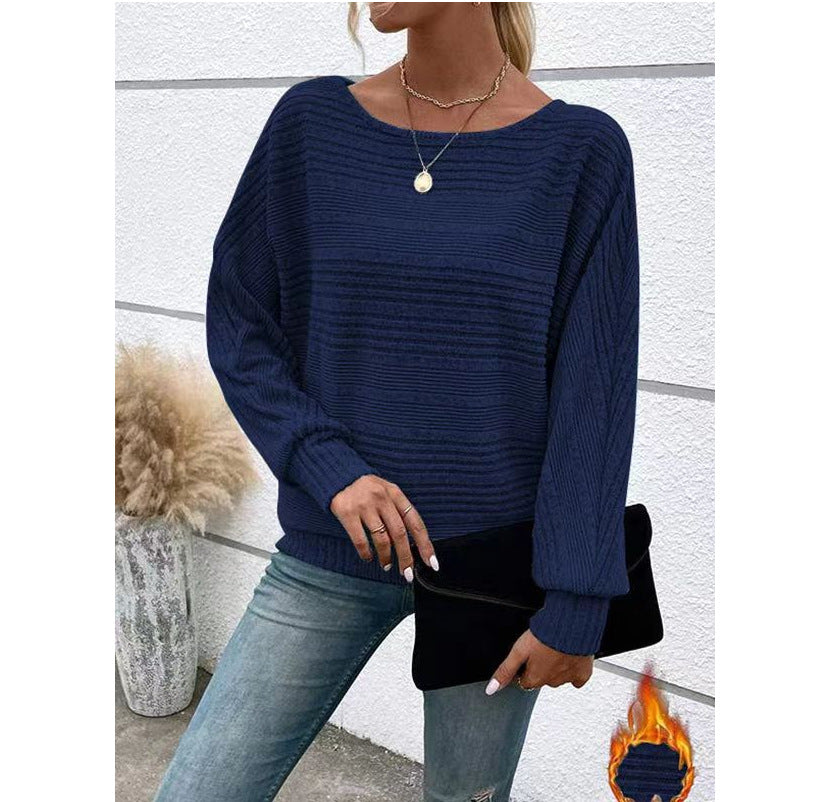 Damen lässiger Strukturpullover mit weitem Schnitt Drune