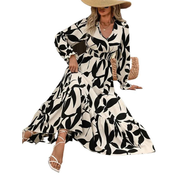 Damen Maxikleid mit floralem Muster und voluminösem Saum Drune