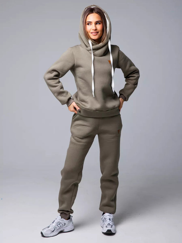 Damen modischer volumetrischer Hoodie mit passender Jogginghose Drune
