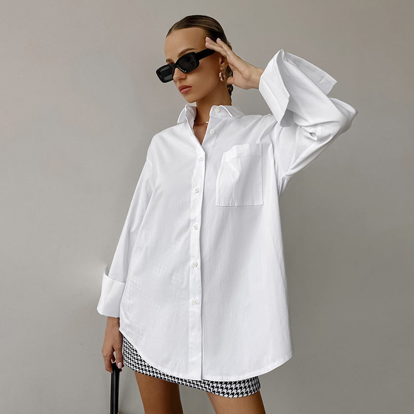 Damen Oversized Hemdbluse aus hochwertiger Baumwolle Drune