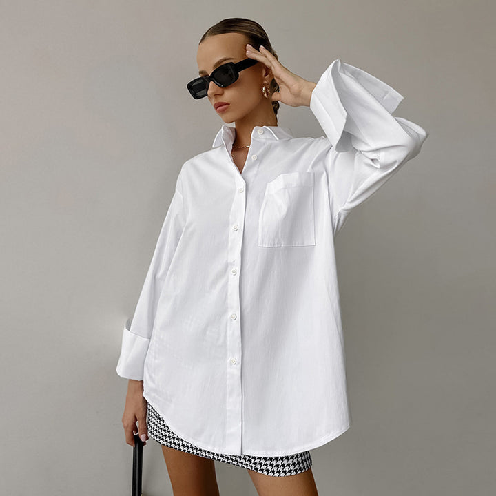 Damen Oversized Hemdbluse aus hochwertiger Baumwolle Drune