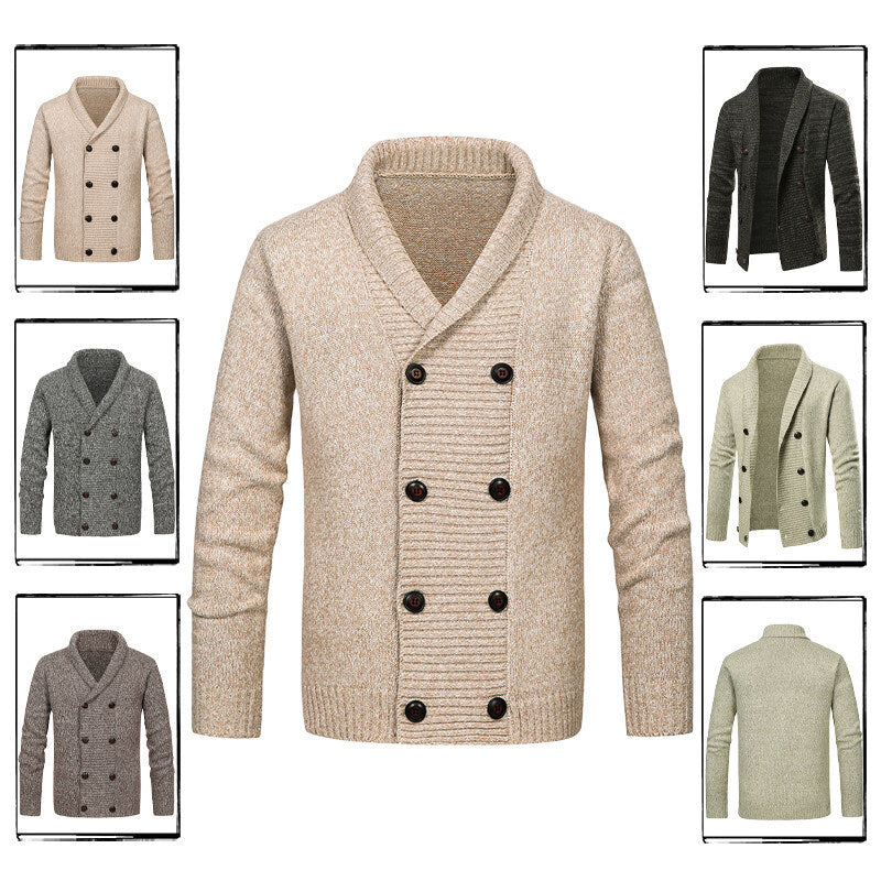 Herren nan Strickjacke mit Schalkragen und doppelter Knopfleiste Drune