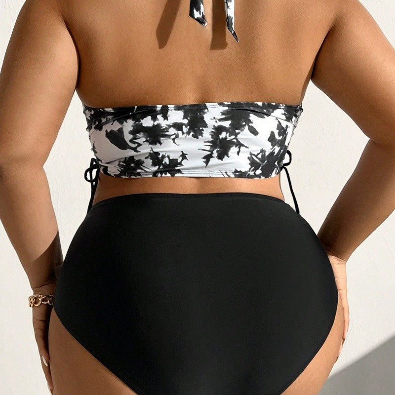 Damen Hochgeschnittener Bikini mit floralem Muster Drune