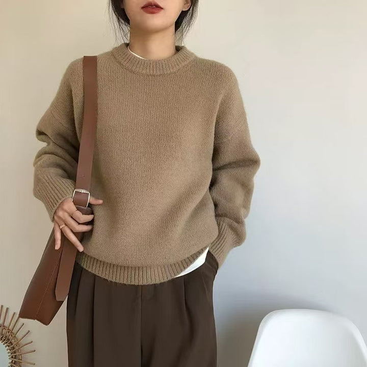 Damen lässiger Grobstrickpullover mit oversized Schnitt und weichen Ärmeln Drune