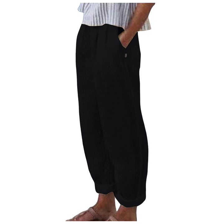 Damen Bequeme Leinenhose mit lockerem Schnitt und seitlichen Taschen Drune