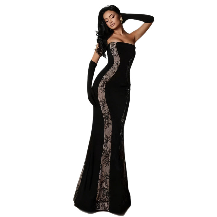 Damen Abendkleid mit luxuriösem Schnitt und edlen Spitzen-Elementen Drune