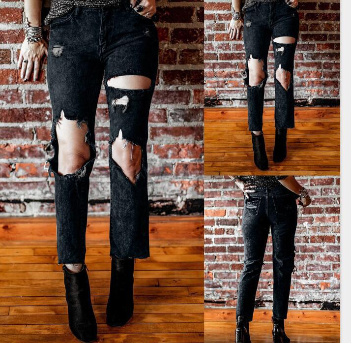 Damen Destroyed Jeans mit hoher Taille und lässigem Schnitt Drune