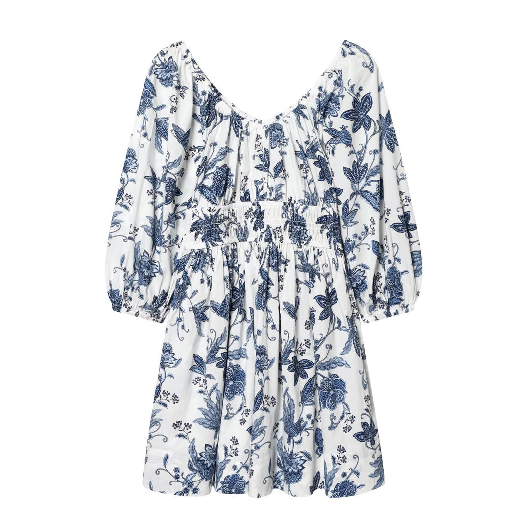 Damen Sommerkleid mit voluminösen Puffärmeln und elastischer Taillierung Drune