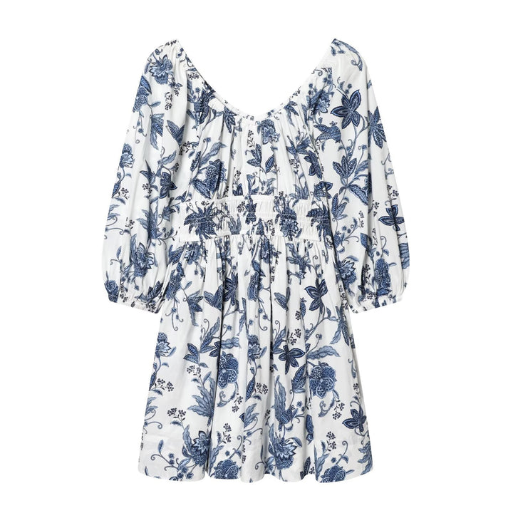 Damen Sommerkleid mit voluminösen Puffärmeln und elastischer Taillierung Drune