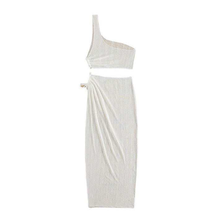 Damen Tragefreundliches Wickelkleid mit asymmetrischem Oberteil und elastischem Bund Drune