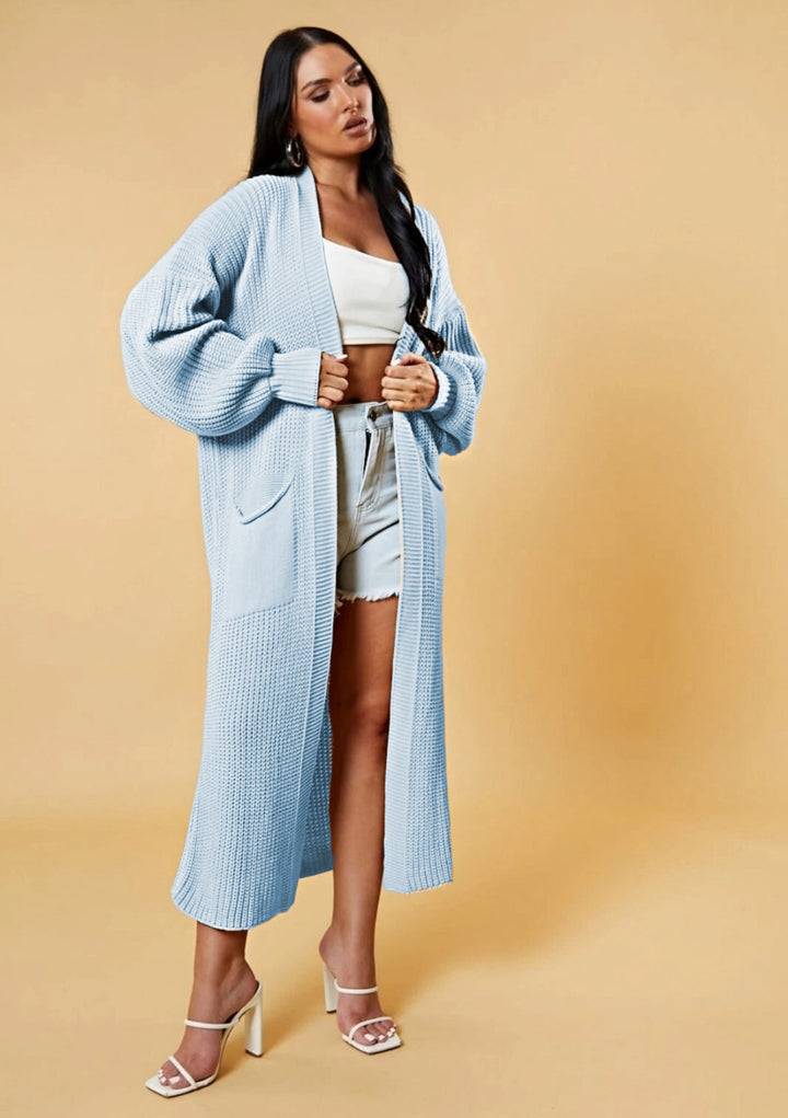 Damen Langstrick-Cardigan mit offenem Design und praktischen Taschen Drune