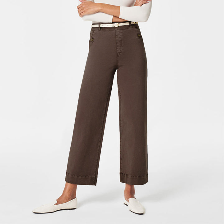 Damen Weite High-Waist Hose mit modischen Knopfdetails Drune