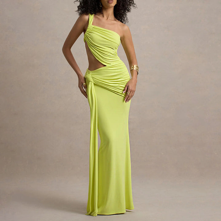 Damen Maxikleid mit asymmetrischem Schnitt und eleganter Drapierung Drune