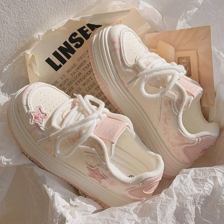 Damen Modische Sneakers mit Sternen-Applikationen Drune