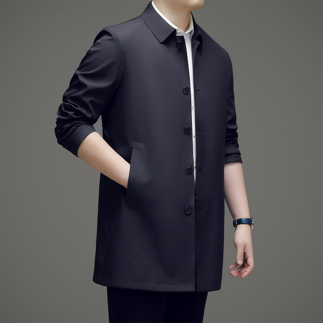 Herren modische leichtgewichtige Langjacke mit praktischem Knopfdesign Drune