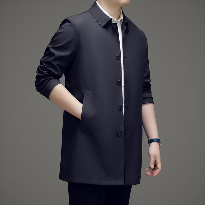 Herren modische leichtgewichtige Langjacke mit praktischem Knopfdesign Drune