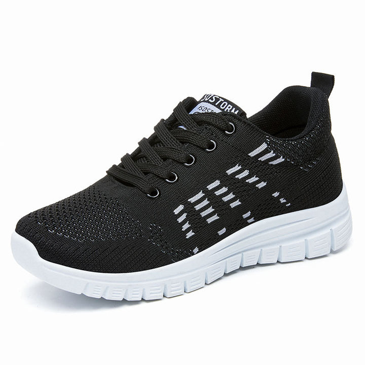 Damen nan flexible Strick-Fit-Sneaker mit elastischem Sockenschuh, dämpfender Waben-EVA-Zwischensohle und Zuglasche Drune