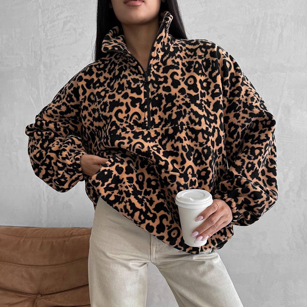 Damen Oversize-Pullover im Leopardenmuster Drune