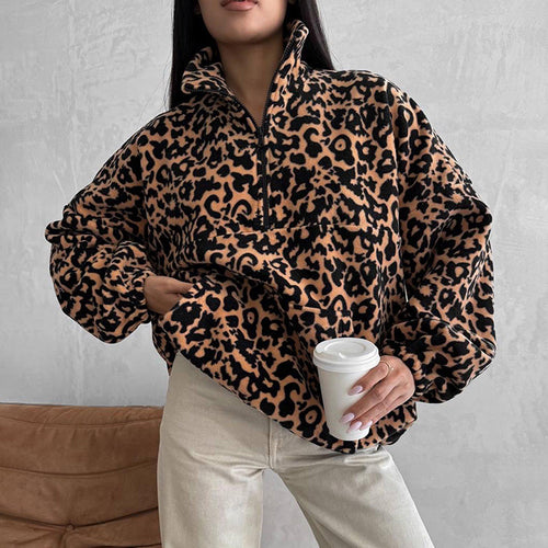 Damen Oversize-Pullover im Leopardenmuster Drune
