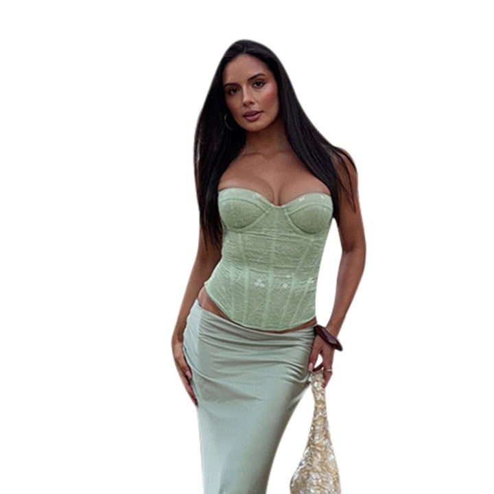 Damen Korsetttop mit floralen Spitzenmustern und taillierter Passform Drune