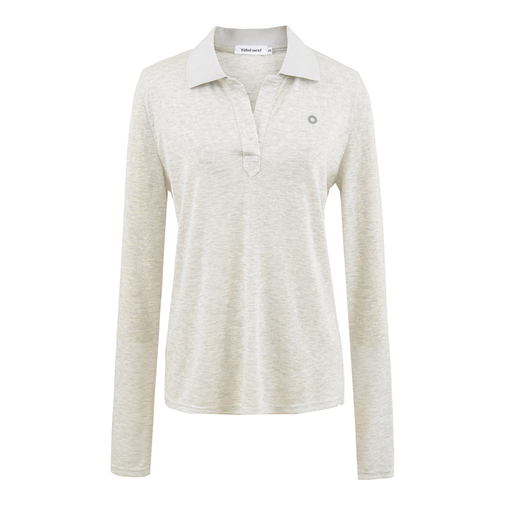 Damen Langarm-Polohemd mit modernem Kragen und hochqualitativem Materialmix Drune