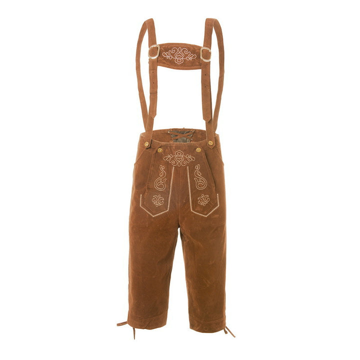 Herren nan traditionelle Wildleder Lederhose mit bestickten Trägern und Kniebund Drune