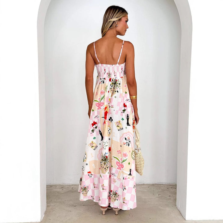 Damen Maxikleid mit verspieltem Blumendesign und ausgeschnittenen Details Drune