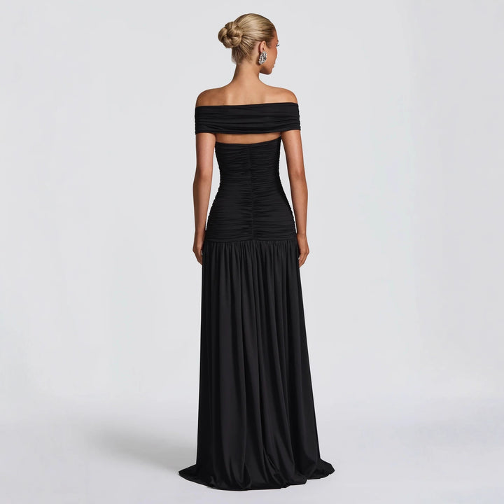 Damen Off-Shoulder Maxikleid mit Cut-Out und Faltenwurf Drune