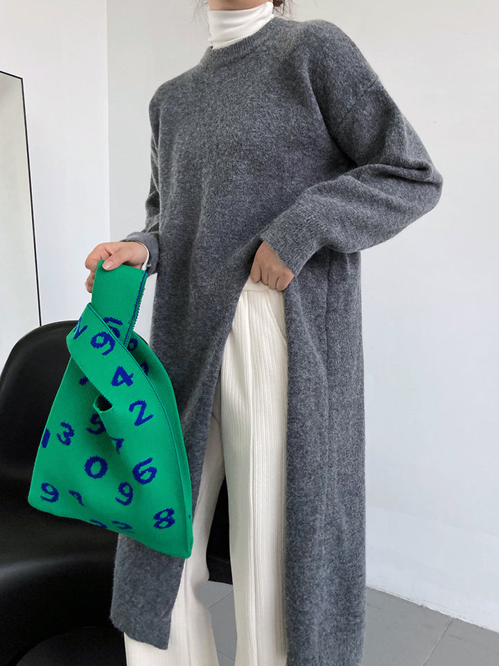 Damen Strickpullover mit langen Ärmeln und elegantem Rundhalsausschnitt Drune