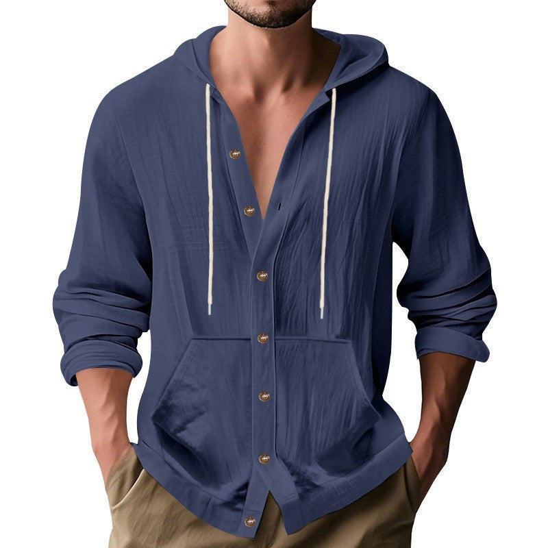 Herren lässiges Kapuzenshirt mit Knopfdetail und praktischen Taschen Drune