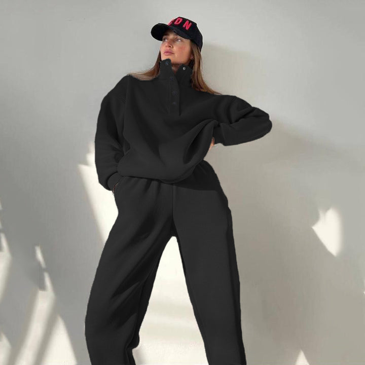 Damen nan kuscheliges Oversize Fleece-Set mit Stehkragen und Jogger Drune