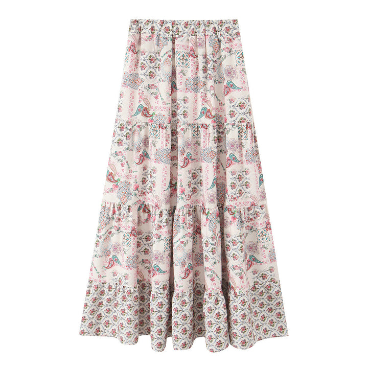 Damen Maxirock mit verspieltem Patchwork-Muster und voluminöser Silhouette Drune