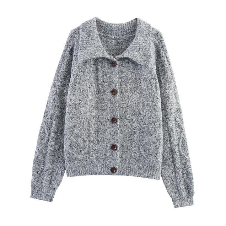 Damen Strickjacke mit modischem Kragen und Taschen Drune