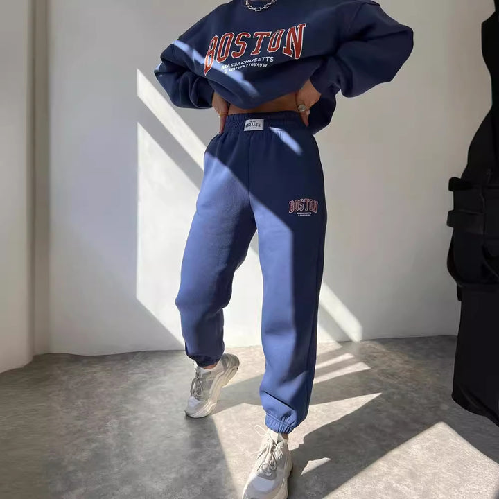 Damen lässiger Sweatshirt und Jogginghosen Set Drune