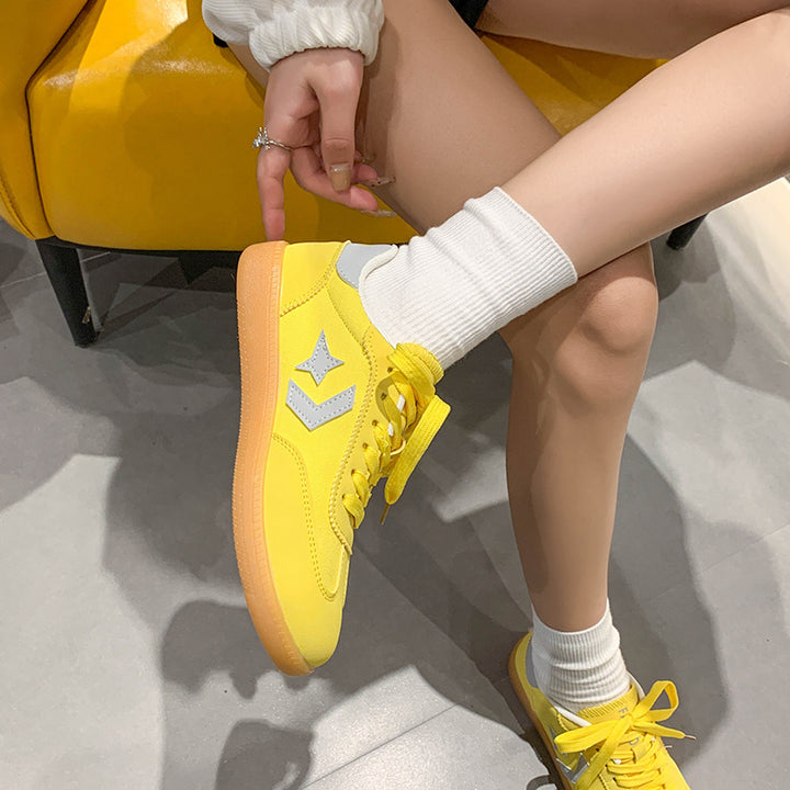 Damen nan leichte Retro-Sneaker mit gepolstertem Komfortfußbett, flexibler Gummisohle und reflektierenden Details Drune