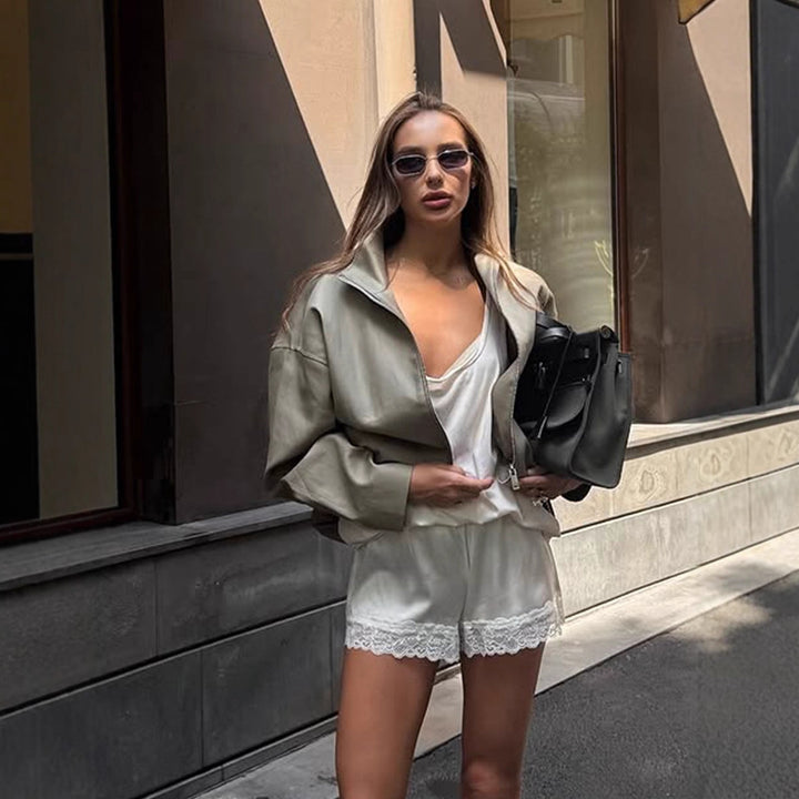 Damen Übergangsjacke aus hochwertigem Kunstleder Drune
