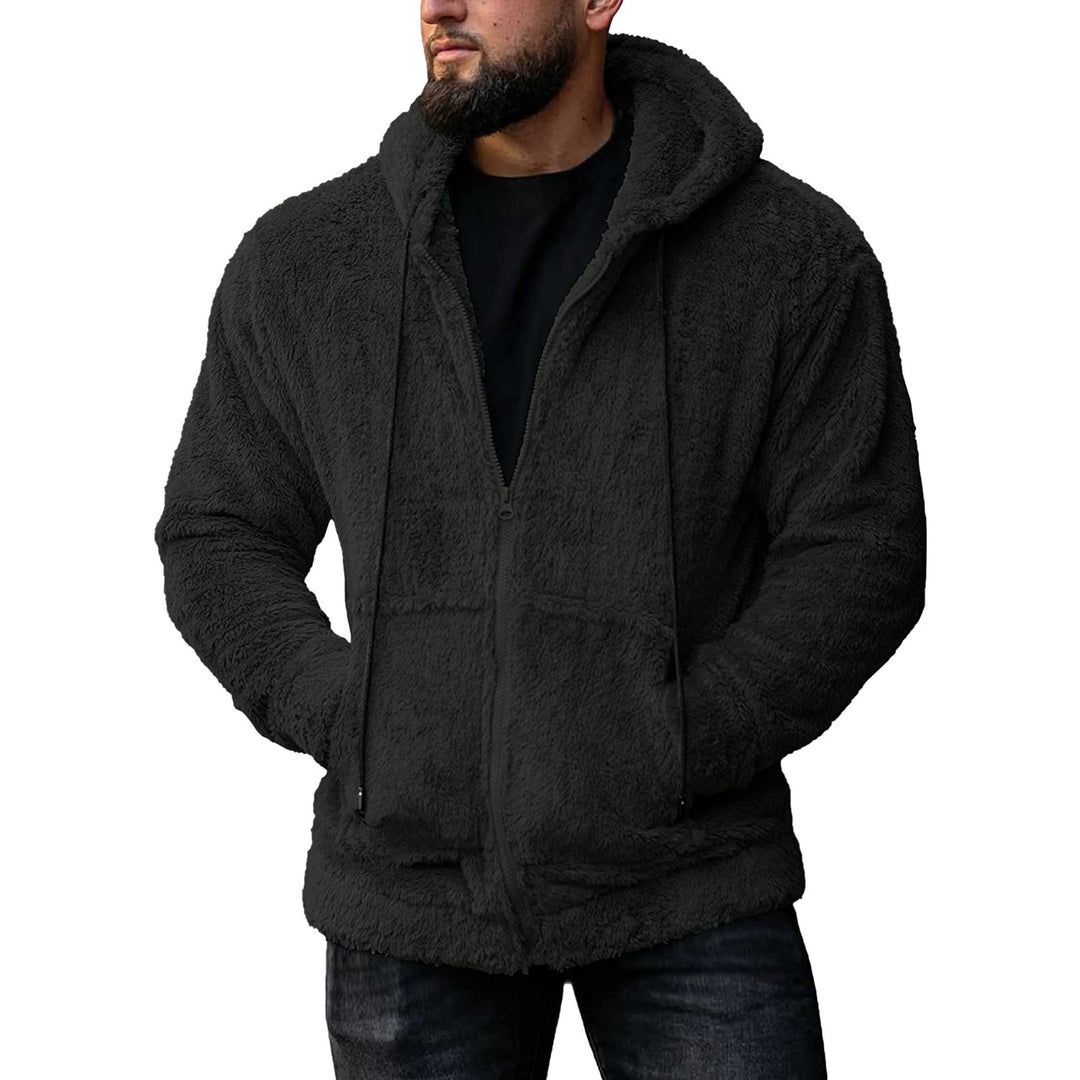 Herren nan kuschelige Teddyfleece Kapuzenjacke mit durchgehendem Reißverschluss Drune