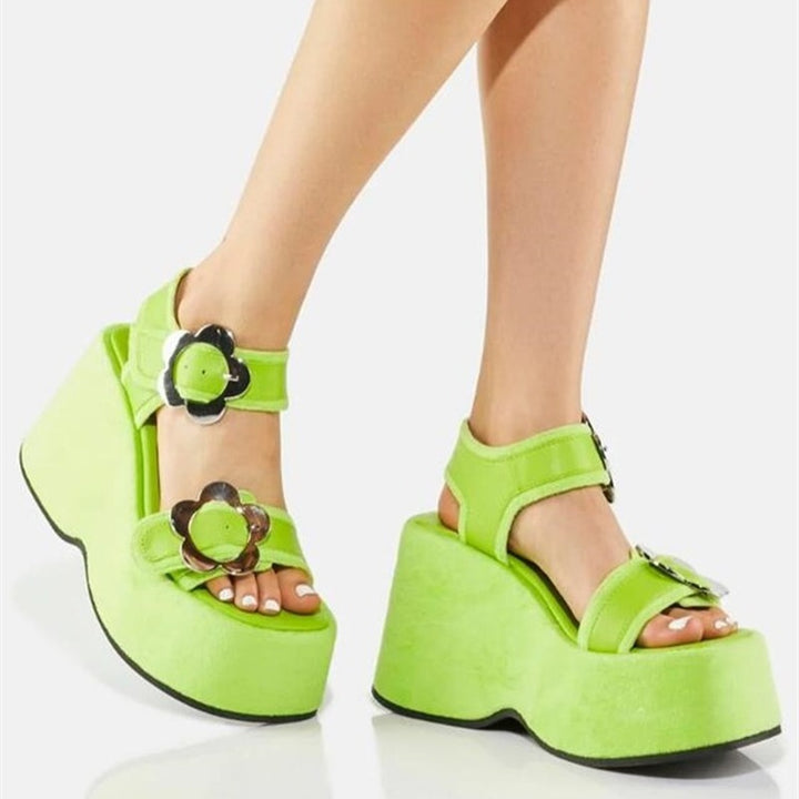 Damen Floral Verzierter Plateau Sandalen Drune
