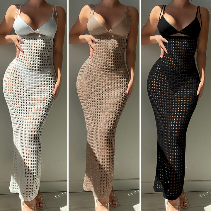 Damen Häkel-Maxikleid im figurbetonten Design Drune