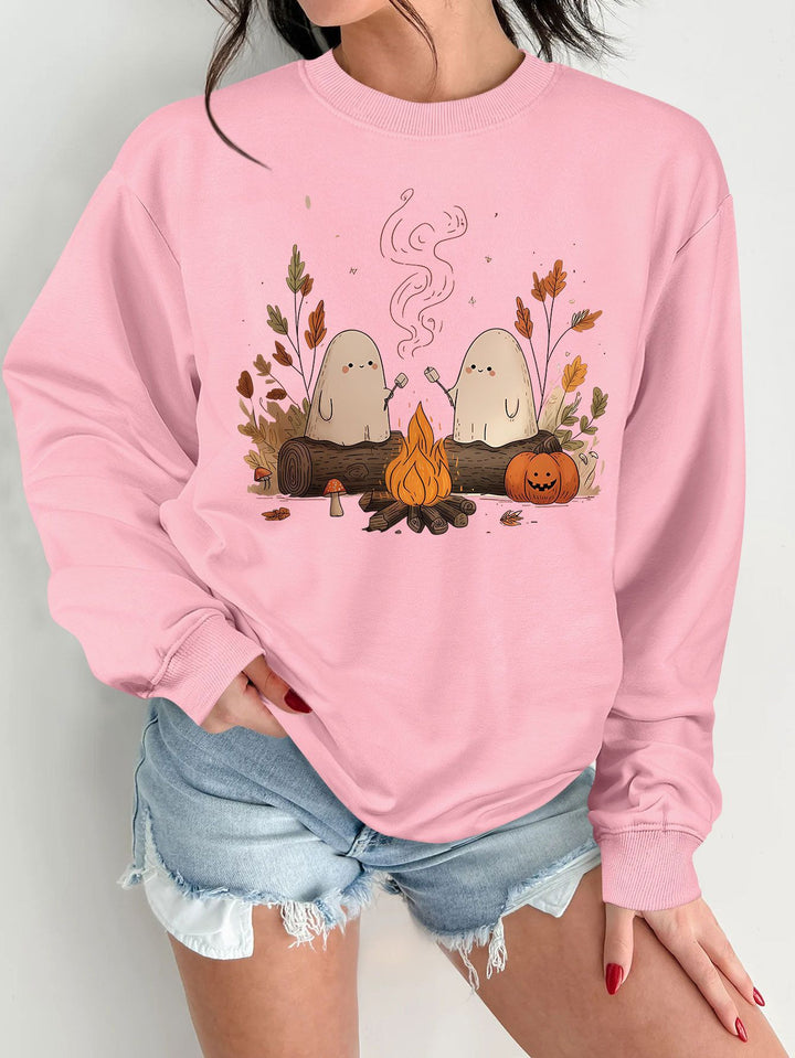 Damen Sweatshirt mit verspieltem Gruselmotiv und bequemer Passform Drune