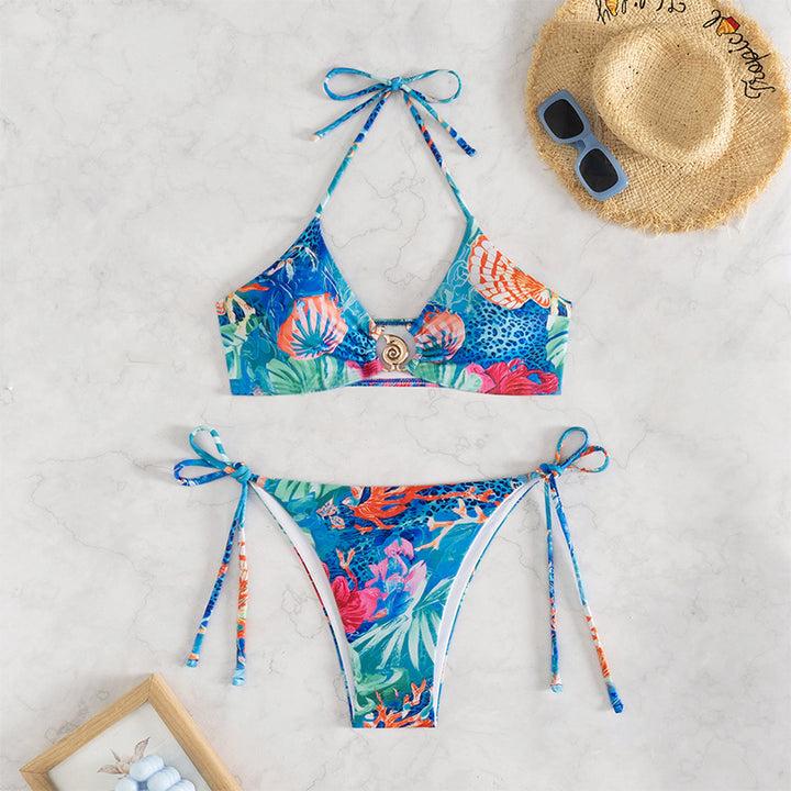 Damen Bikini-Set mit floralem Mustermix und regulierbaren Bändern Drune