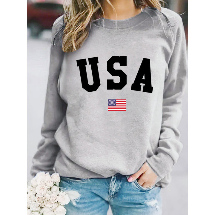 Damen Sweatshirt mit modernem USA-Statement und gemütlicher Passform Drune