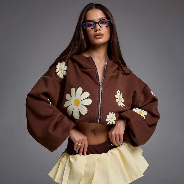 Damen Kapuzenjacke mit floralen Motiven und lässigem Schnitt Drune