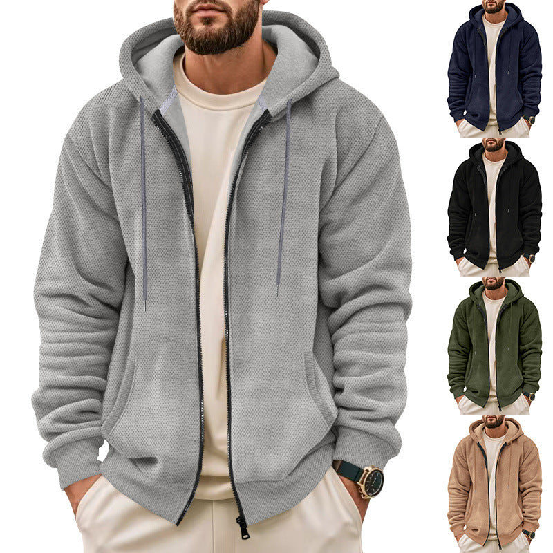 Herren sportliche Kapuzenjacke aus atmungsaktivem Material mit seitlichen Reißverschlusstaschen Drune