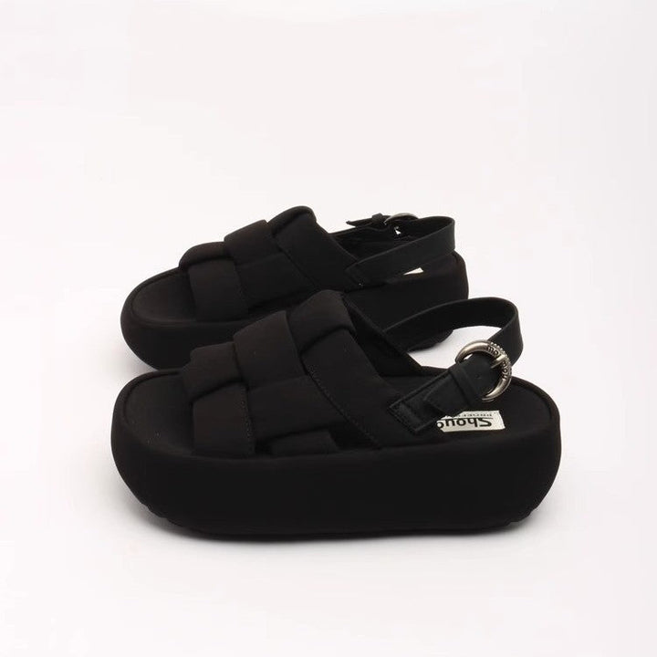 Damen modische Plateau-Sandalen mit elegantem Kreuzriemen und komfortablem Fußbett Drune